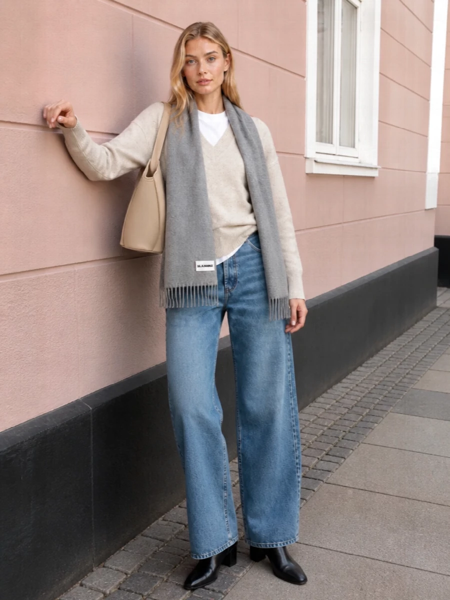 Rohe jumper wide leg jeans roger vivier boots
