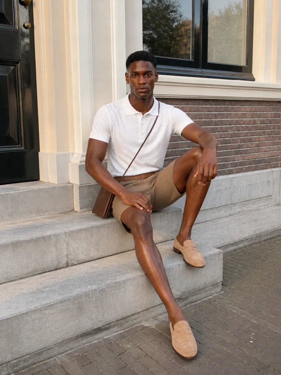 Ami paris shorts white polo suede loafers