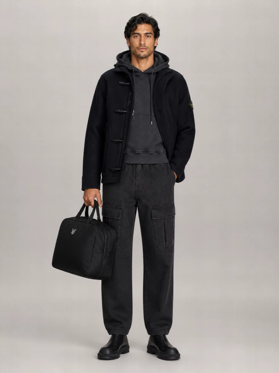 Stone Island Wool Cashmere Hooded Duffle Coat