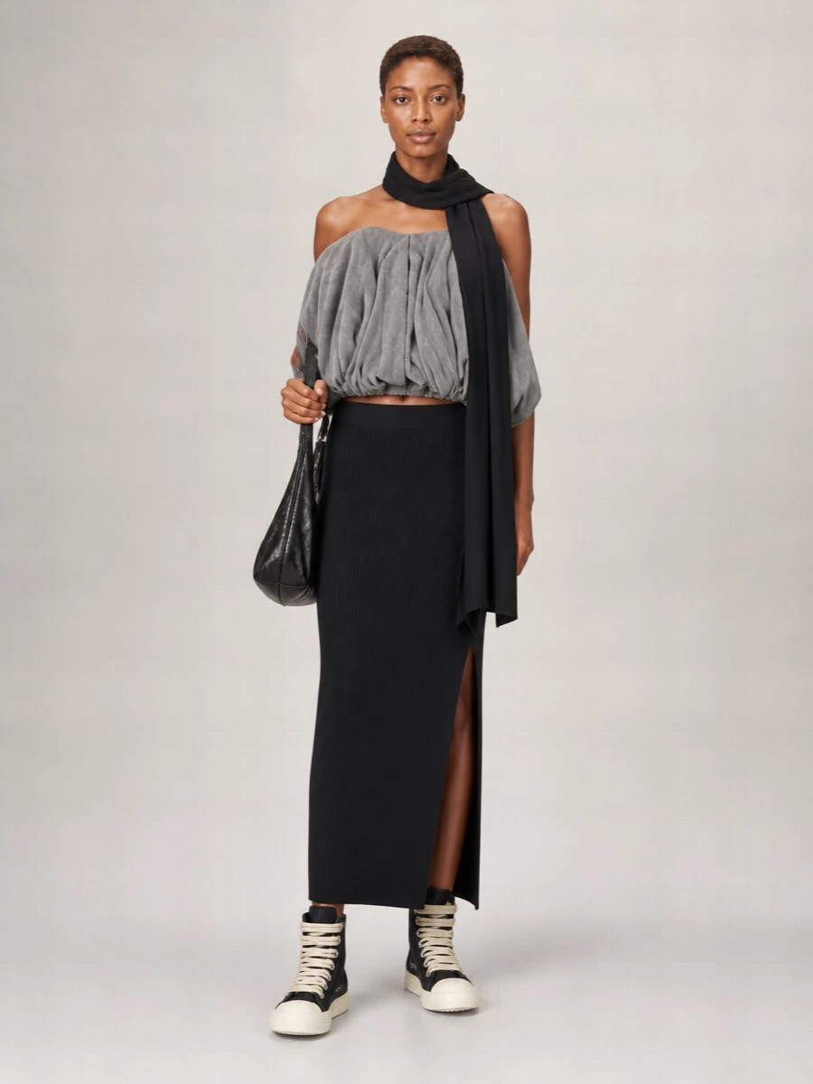 Rick Owens Velvet Draped Cropped Cape