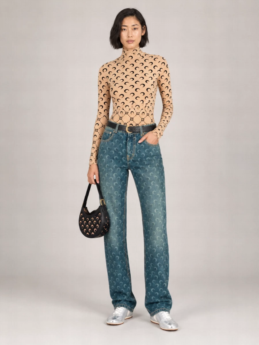 Marine Serre denim mid-rise straight-leg jeans