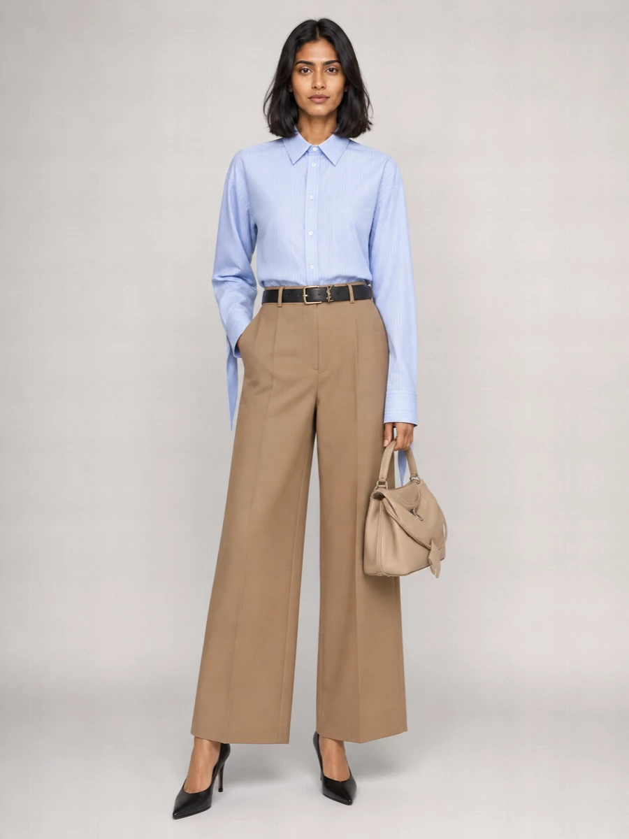 Balenciaga Striped Relaxed-Fit Knotted-Cuff Blouse