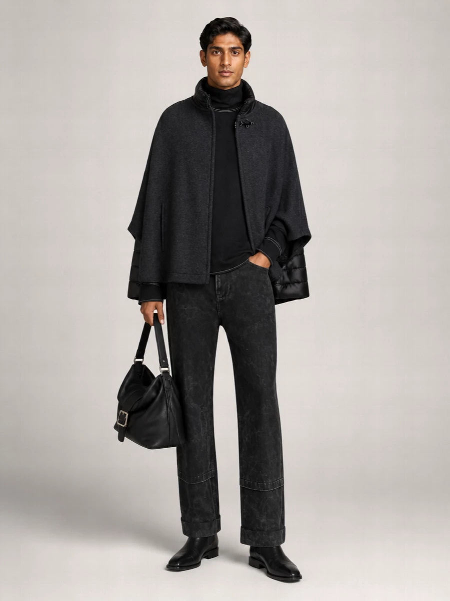 Fay Wool Regular-Fit High-Neck Cape