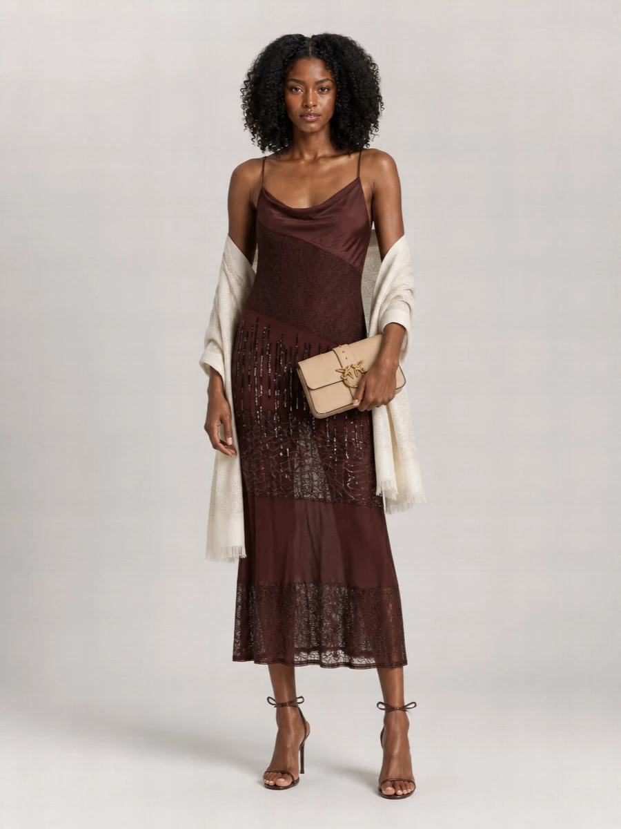 Pinko Lyocell Draped Midi Dress
