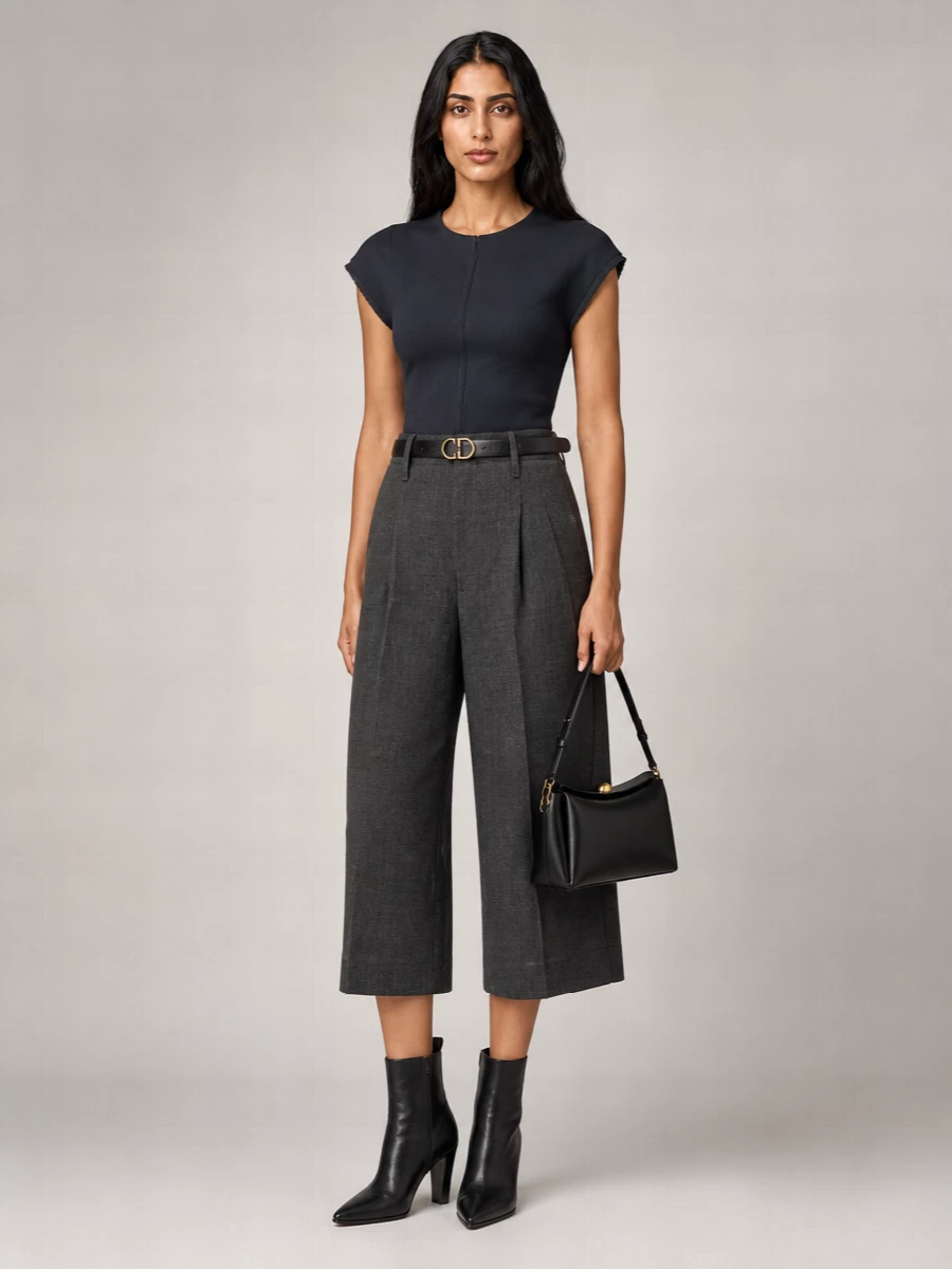 Ami Paris Virgin Wool Wide-Leg Bermuda Shorts