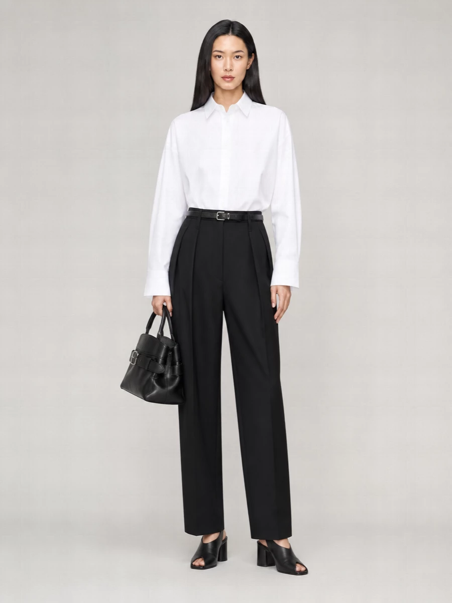 S Max Mara Wool Wide-Leg Suit Trousers