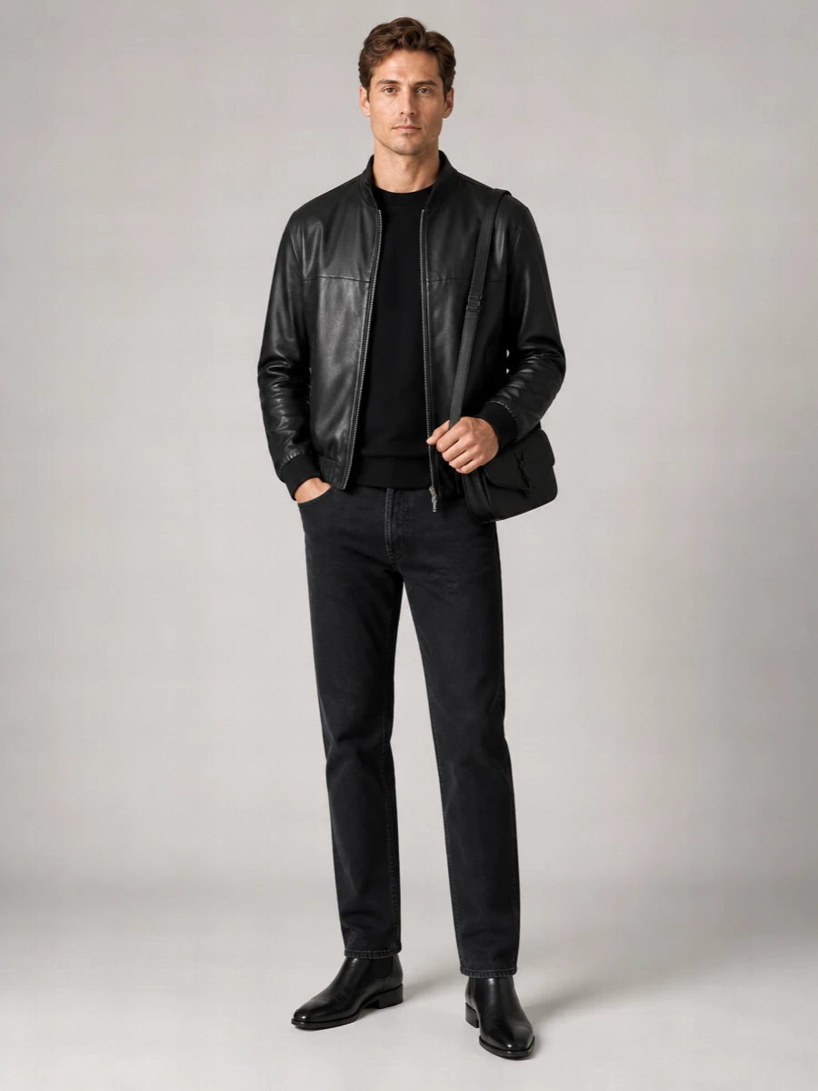 Saint Laurent Lambskin Leather Bomber Jacket
