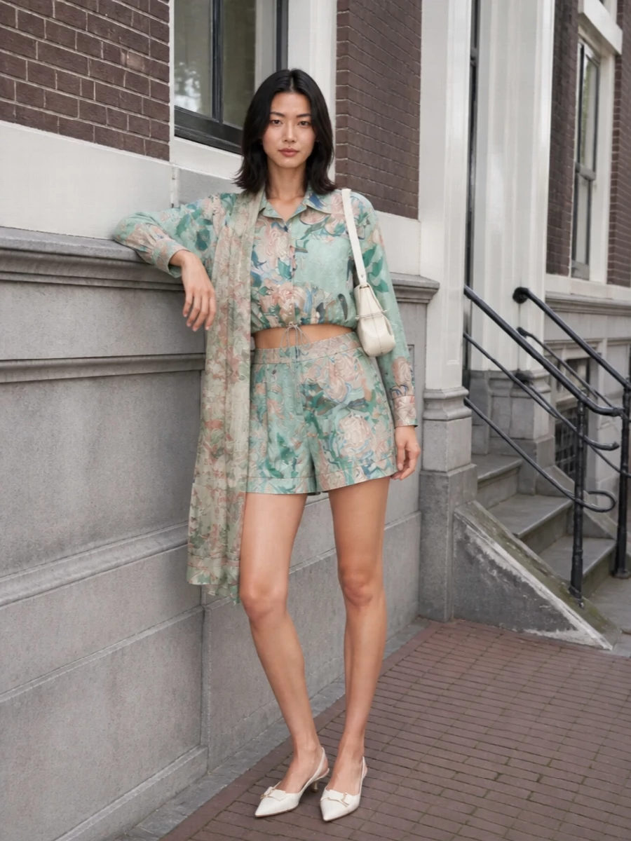Givenchy floral mint set ivory slingback heels