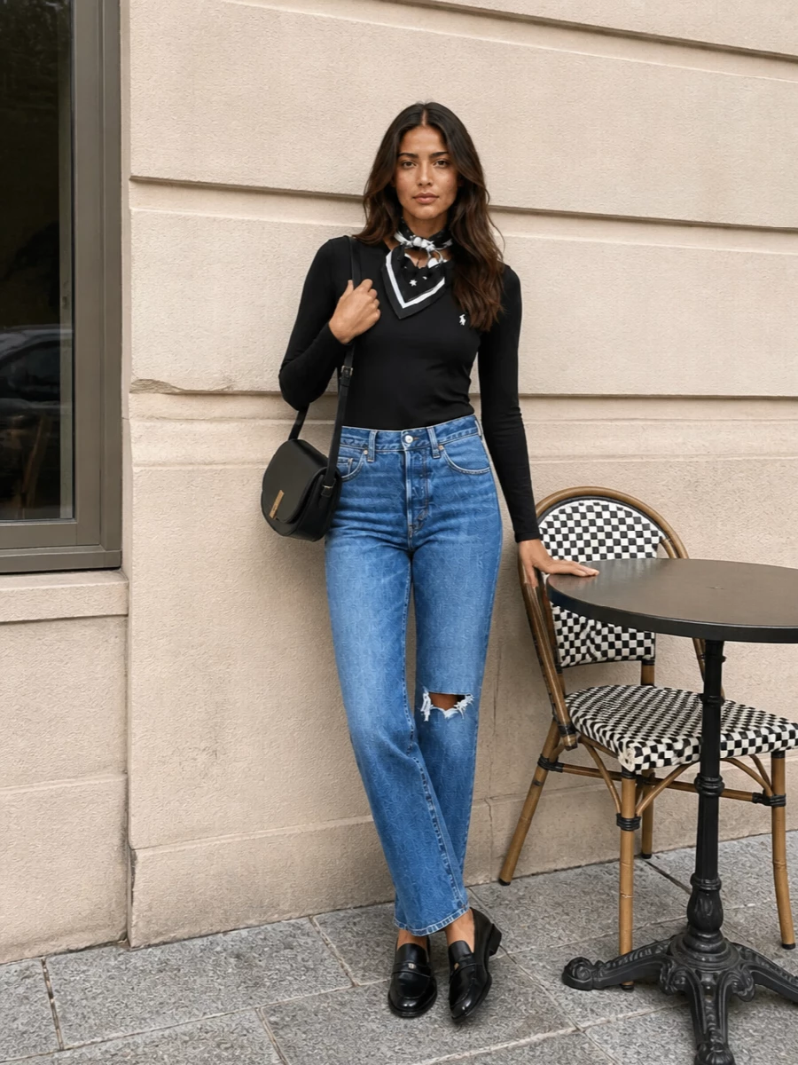 Ralph lauren tee jeans loafers outfit