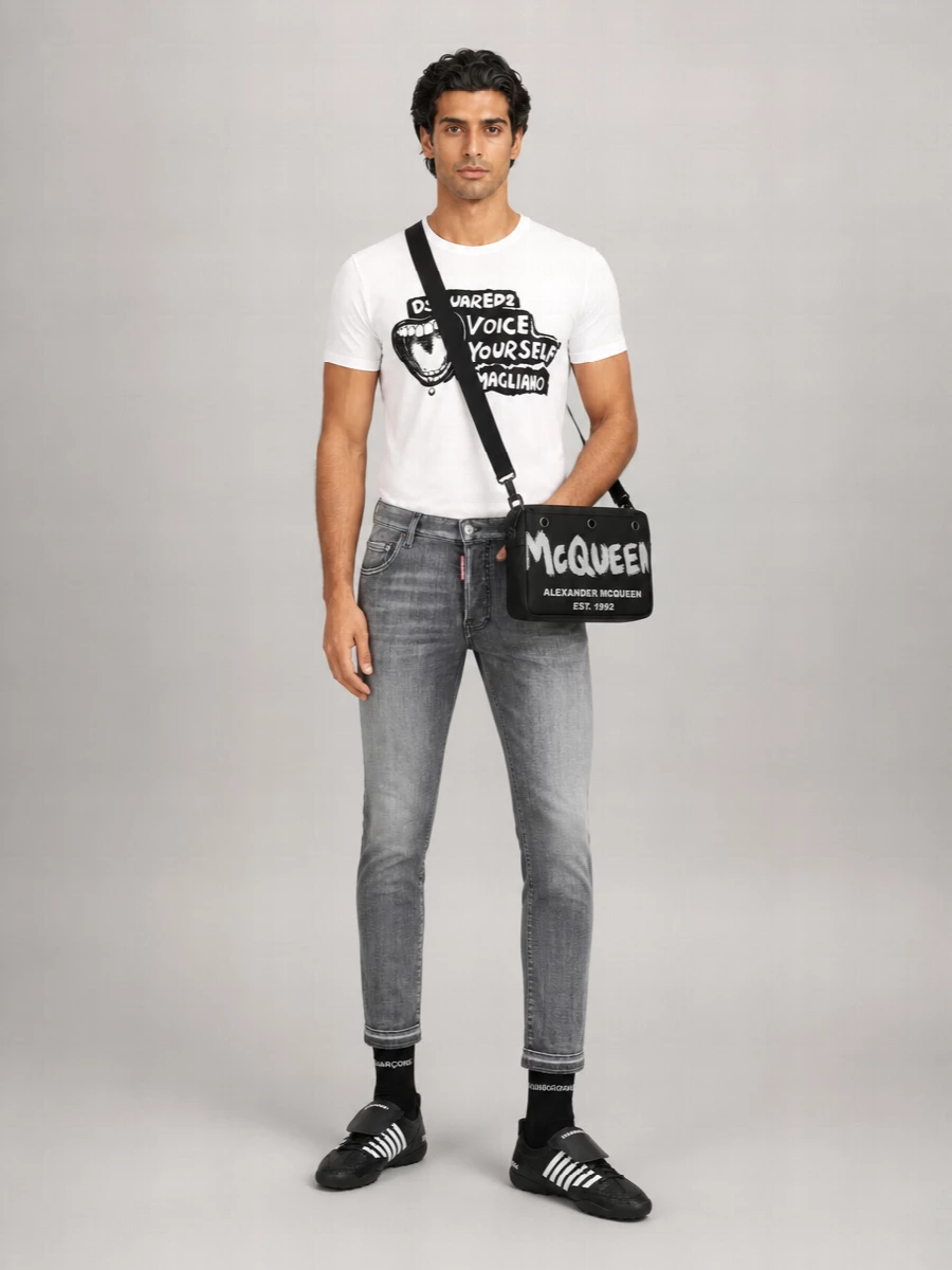 Dsquared2 Cotton Logo Print Crew Neck Short Sleeve T-Shirt