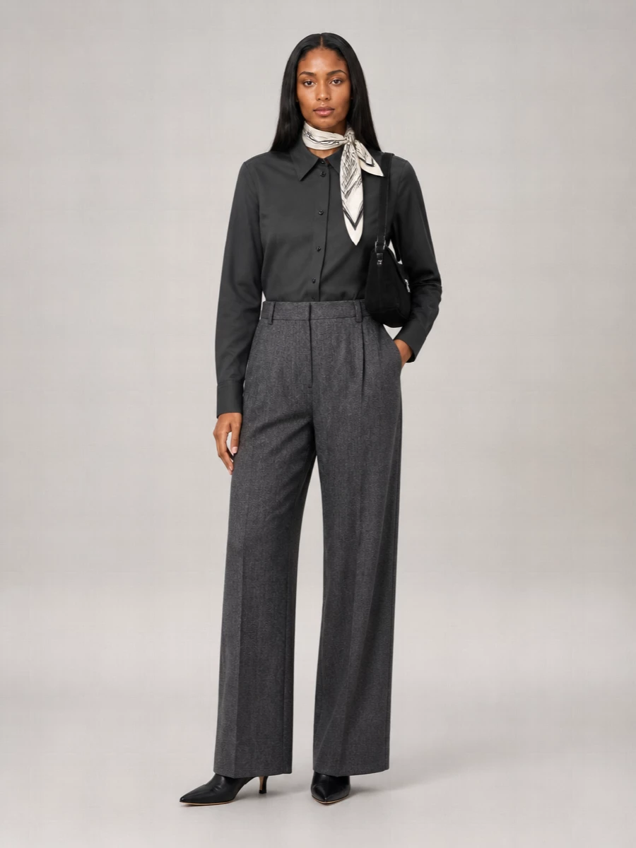 Totême wool herringbone relaxed-fit straight-leg suit trousers