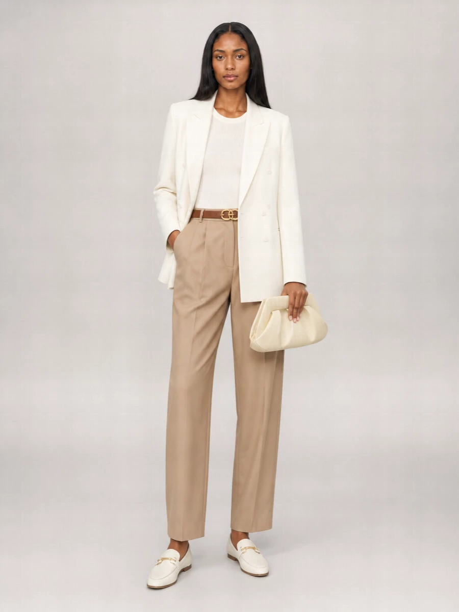 The Frankie Shop Straight Trousers With Back Pocket And Pleated Design