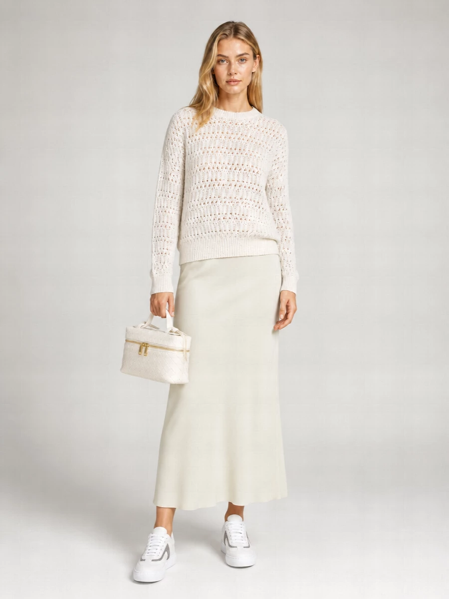 Brunello Cucinelli Silk Open-Knit Sequin Crew-Neck Jumper