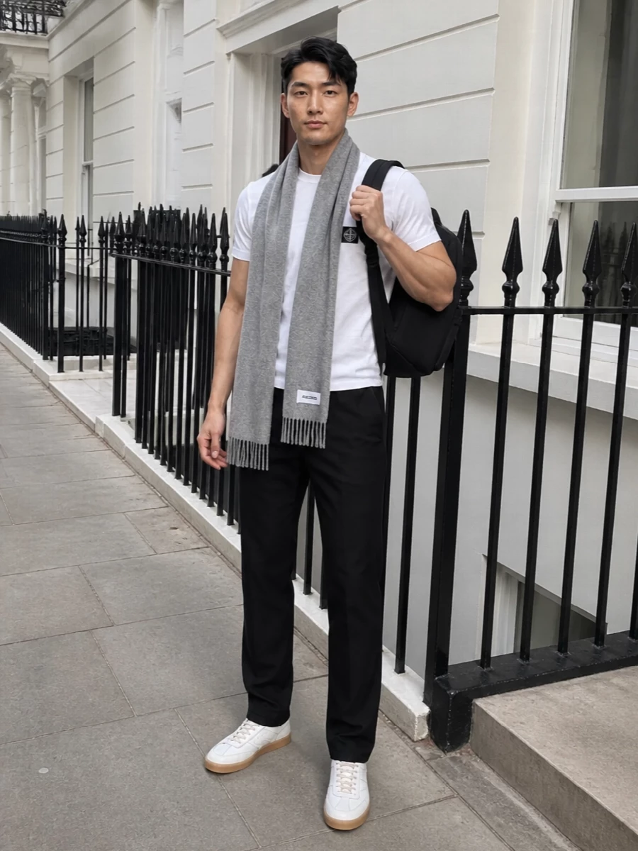 Stone island tee black jeans margiela sneakers