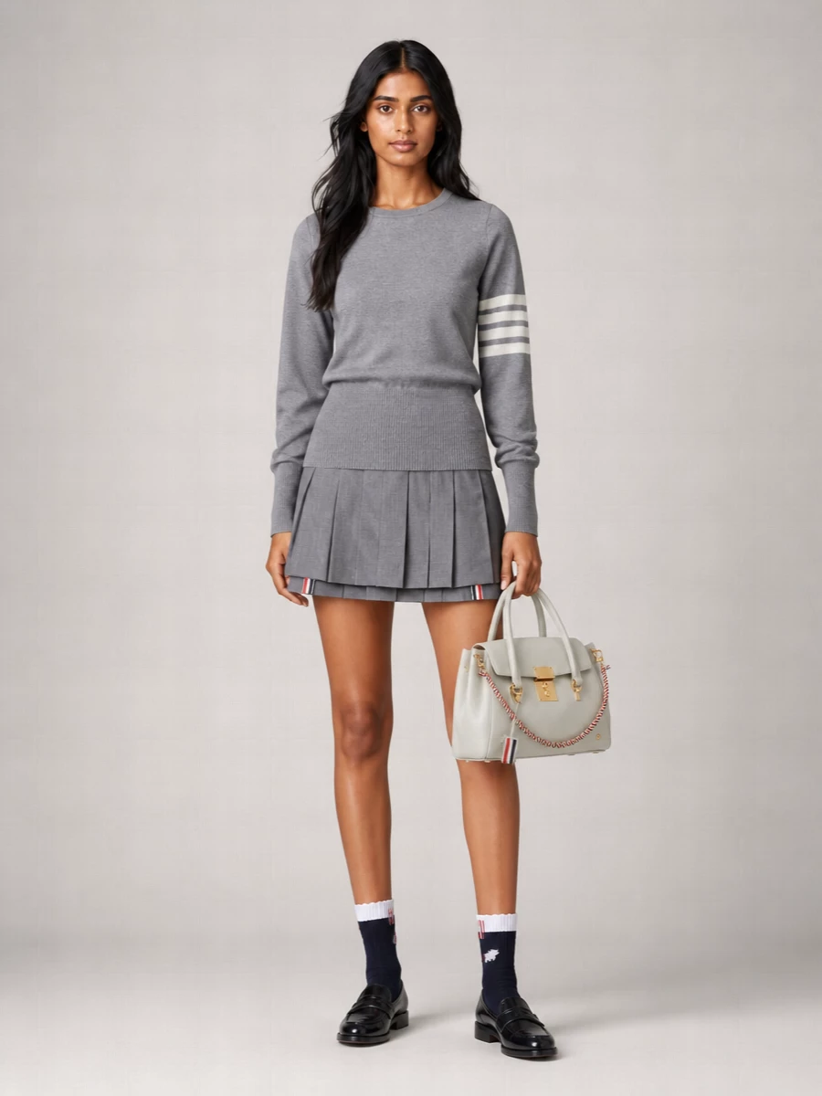 Thom Browne Wool Round Neck Long Sleeve Jumper