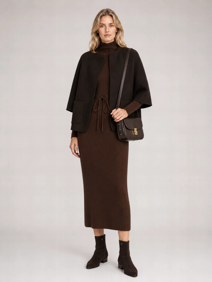 Soeur wool sleeveless cape
