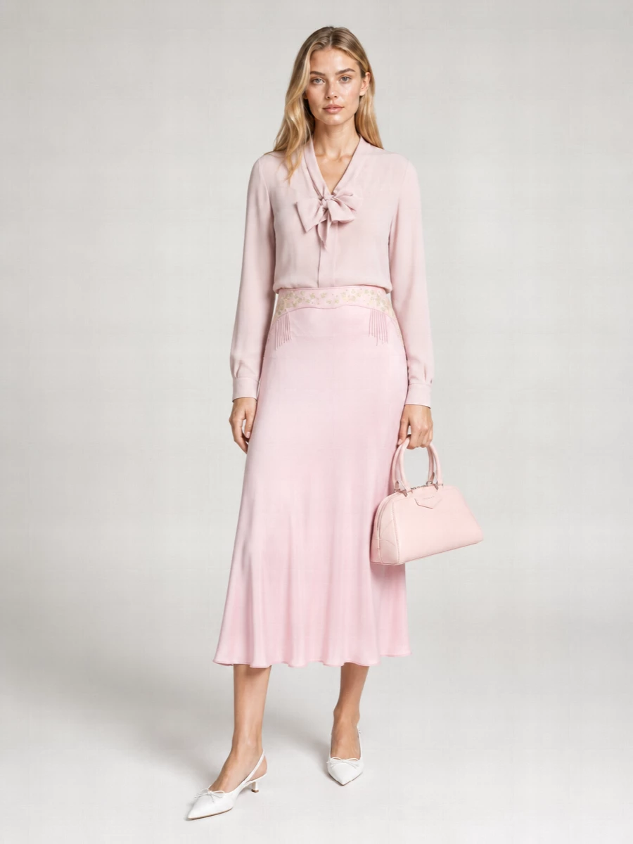Prada Silk High-Rise Midi Skirt