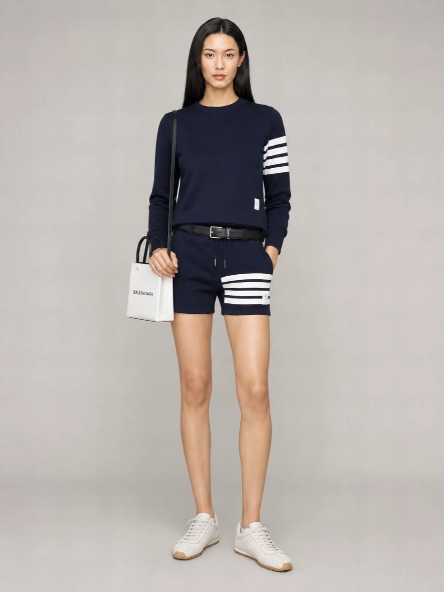 Thom Browne Cotton Mid-Thigh Straight Shorts