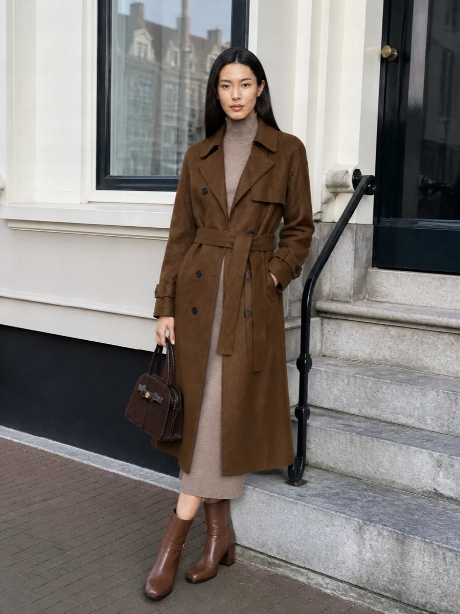 Max mara trench knit midi dress brown ankle boots