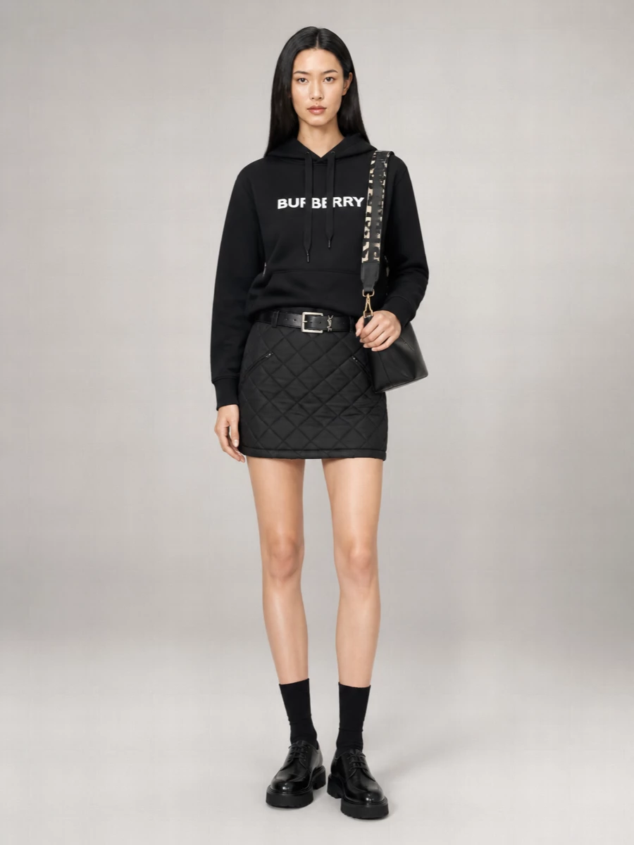 Burberry Quilted High-Rise Cotton Mini Skirt