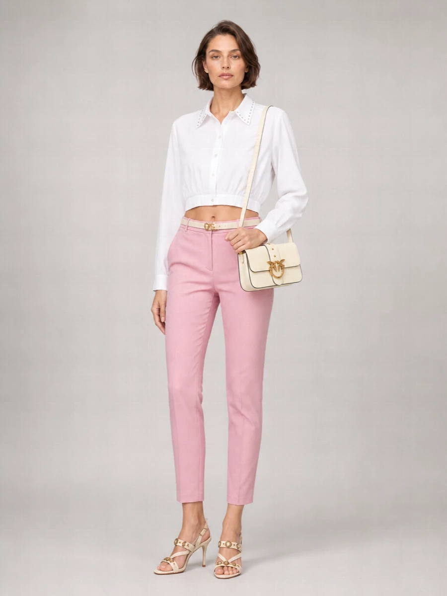 Pinko Studded Cropped Cotton Shirt