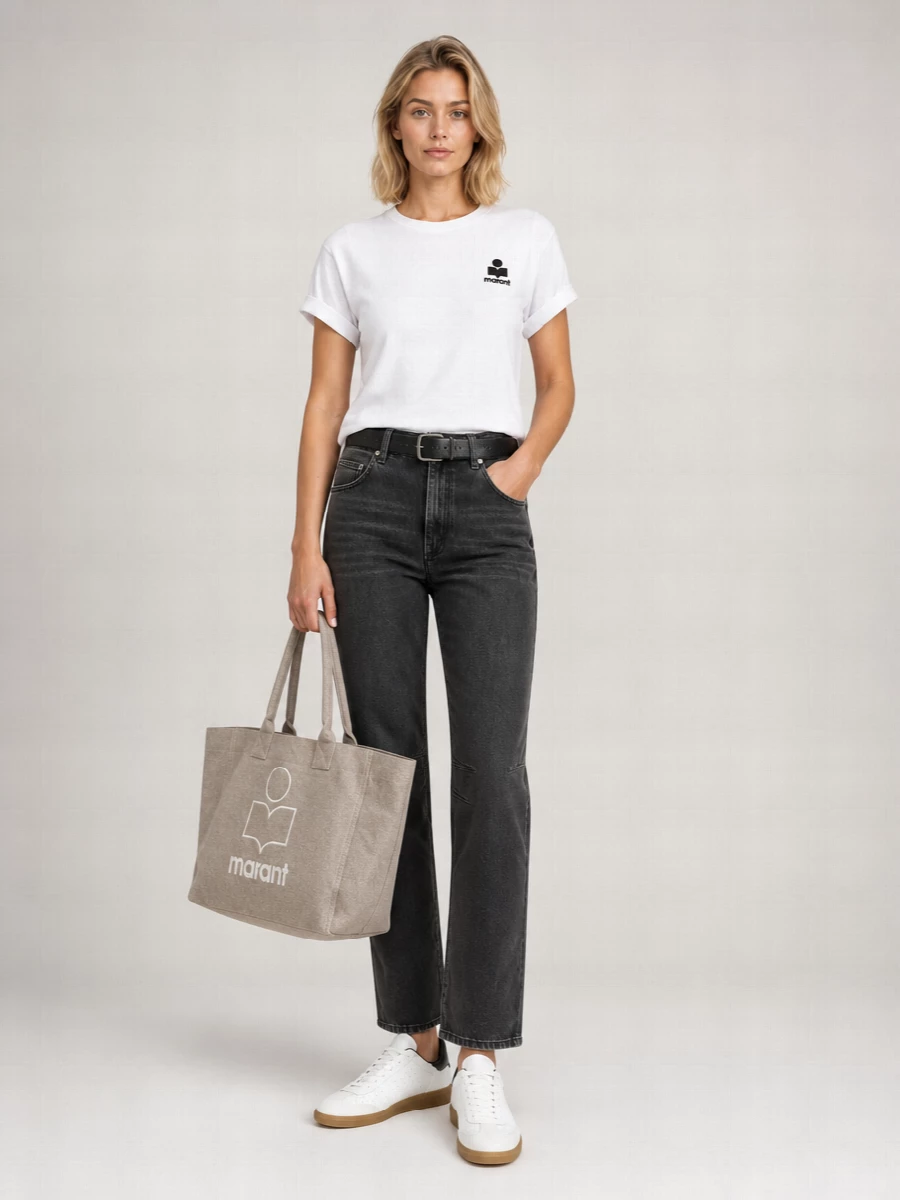Isabel Marant Etoile Linen Logo-Print Short-Sleeve T-Shirt