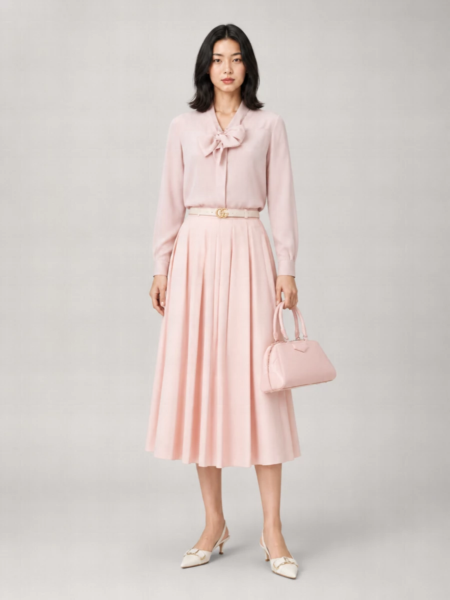 Givenchy Cotton Pleated A-Line Midi Skirt