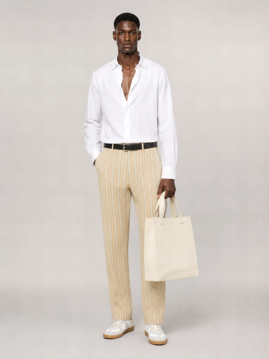 Maison Margiela Striped Cotton Loose Straight-Leg Pajama Pants