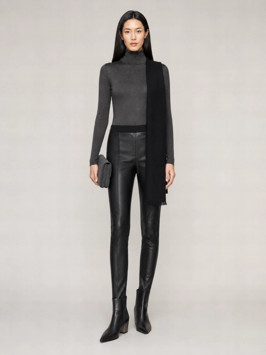 Brunello Cucinelli Leather Paneled Skinny Leggings