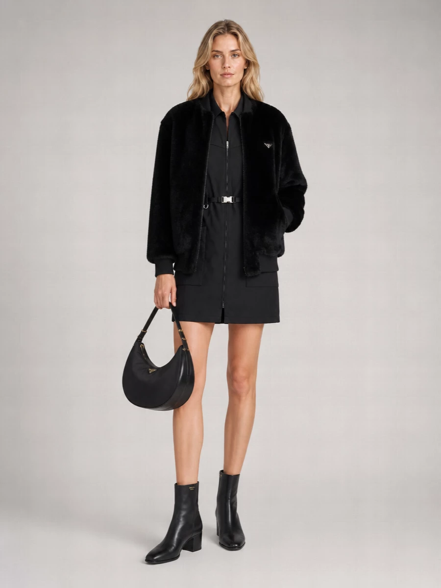 Prada Faux Fur Bomber Jacket