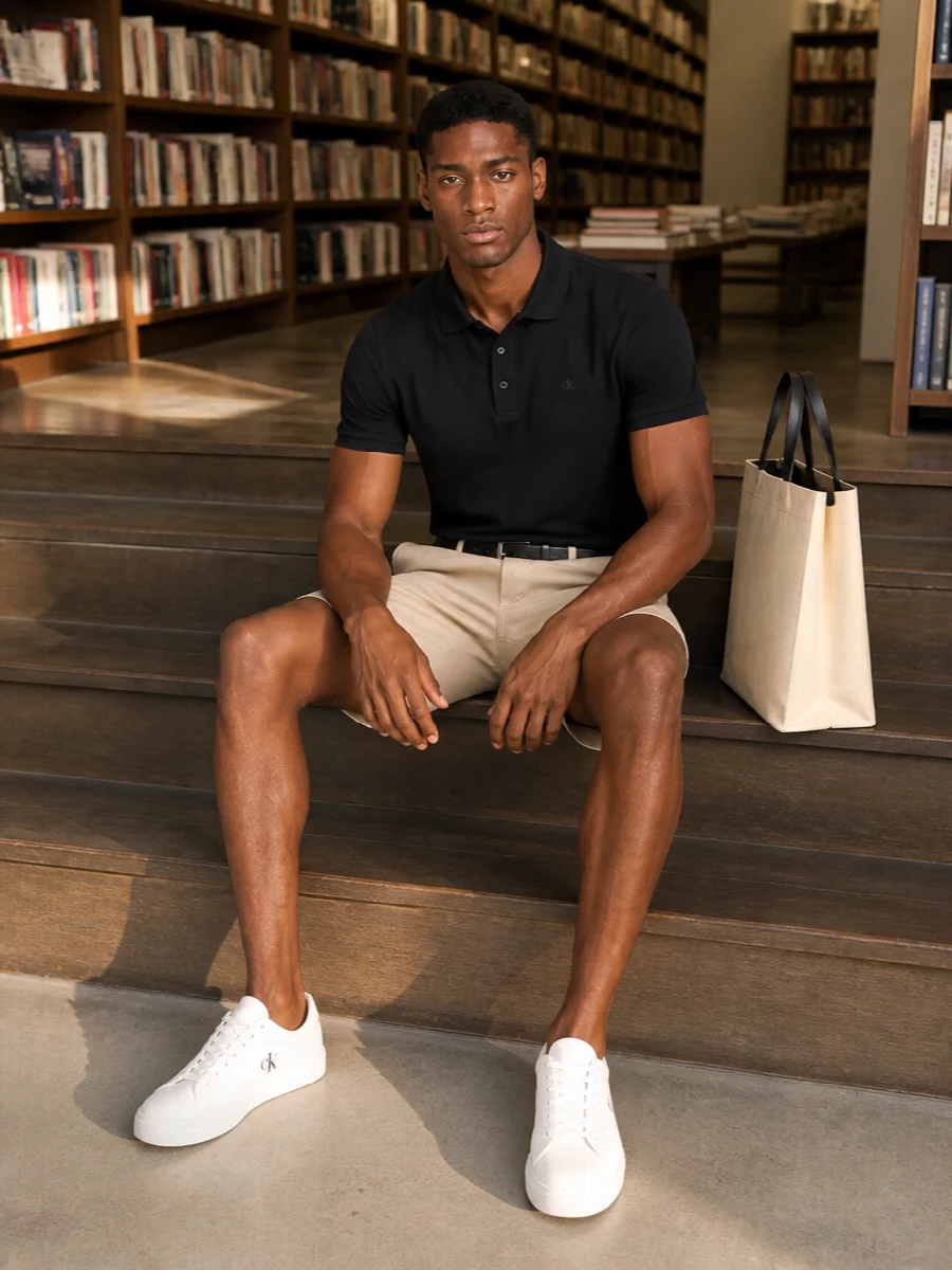 Calvin klein polo stone chino shorts outfit