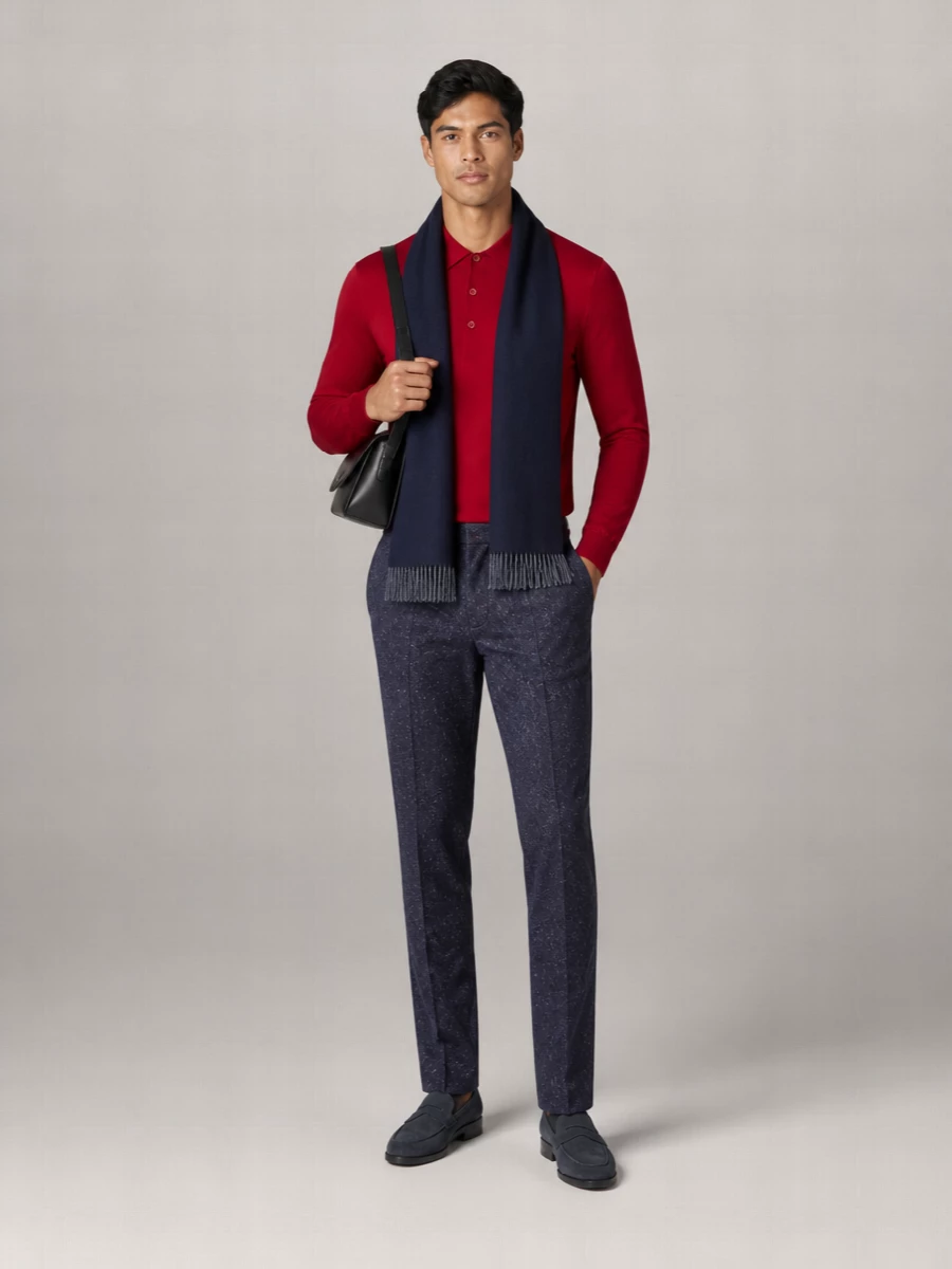 John Smedley Merino Wool Long-Sleeve Polo Shirt