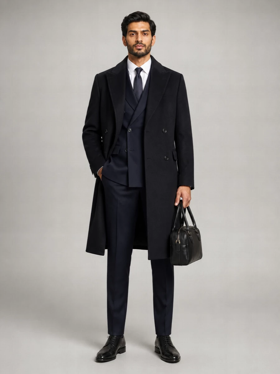 Boss Alpaca Wool Double-Breasted Coat