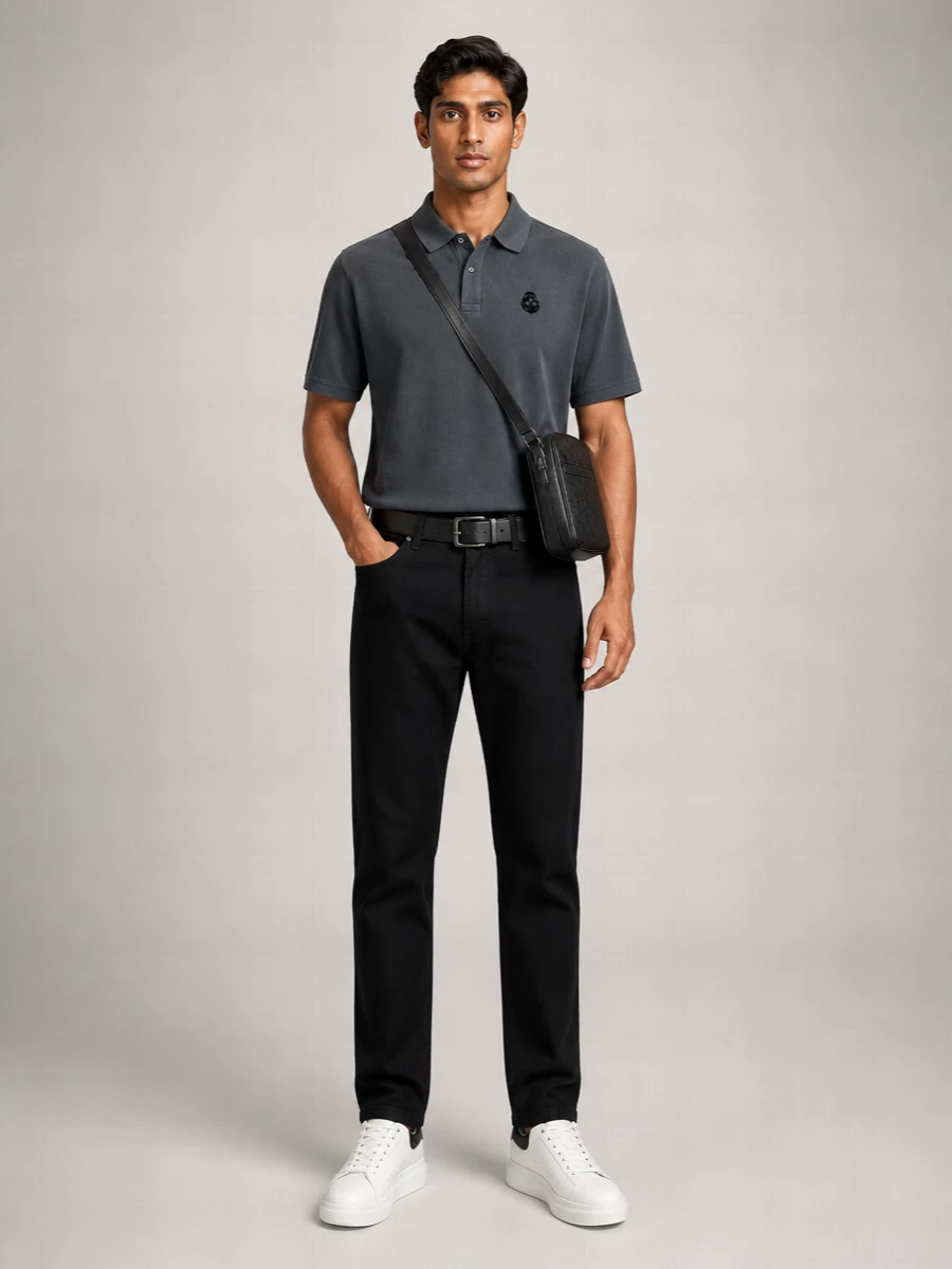 Mc Queen Cotton Gradient-Effect Short-Sleeve Polo Shirt