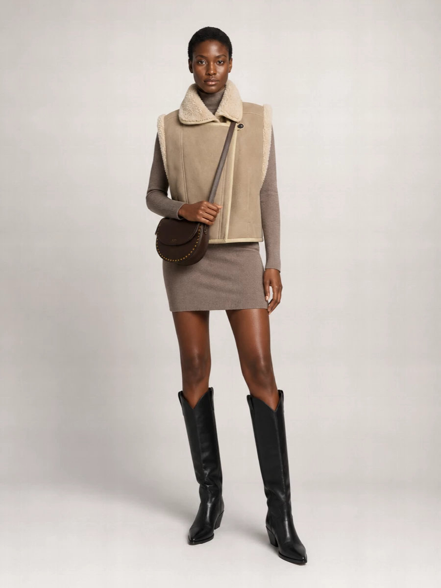 Isabel Marant Lamb Fur Sleeveless Jacket