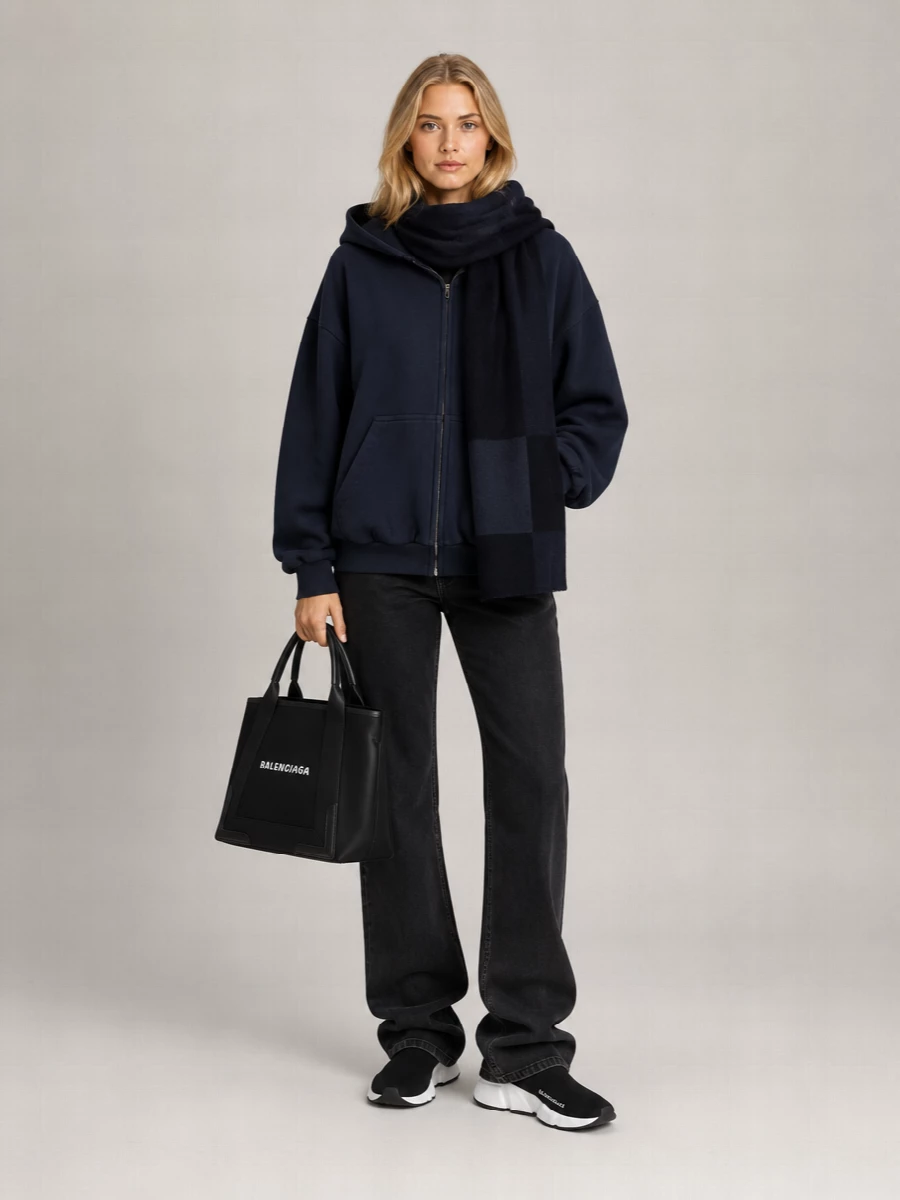 Balenciaga Cotton Hooded Zip-Up Sweatshirt