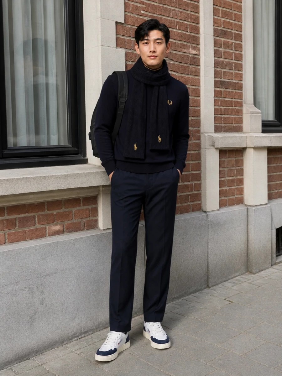 Fred perry apc trousers autry sneakers outfit