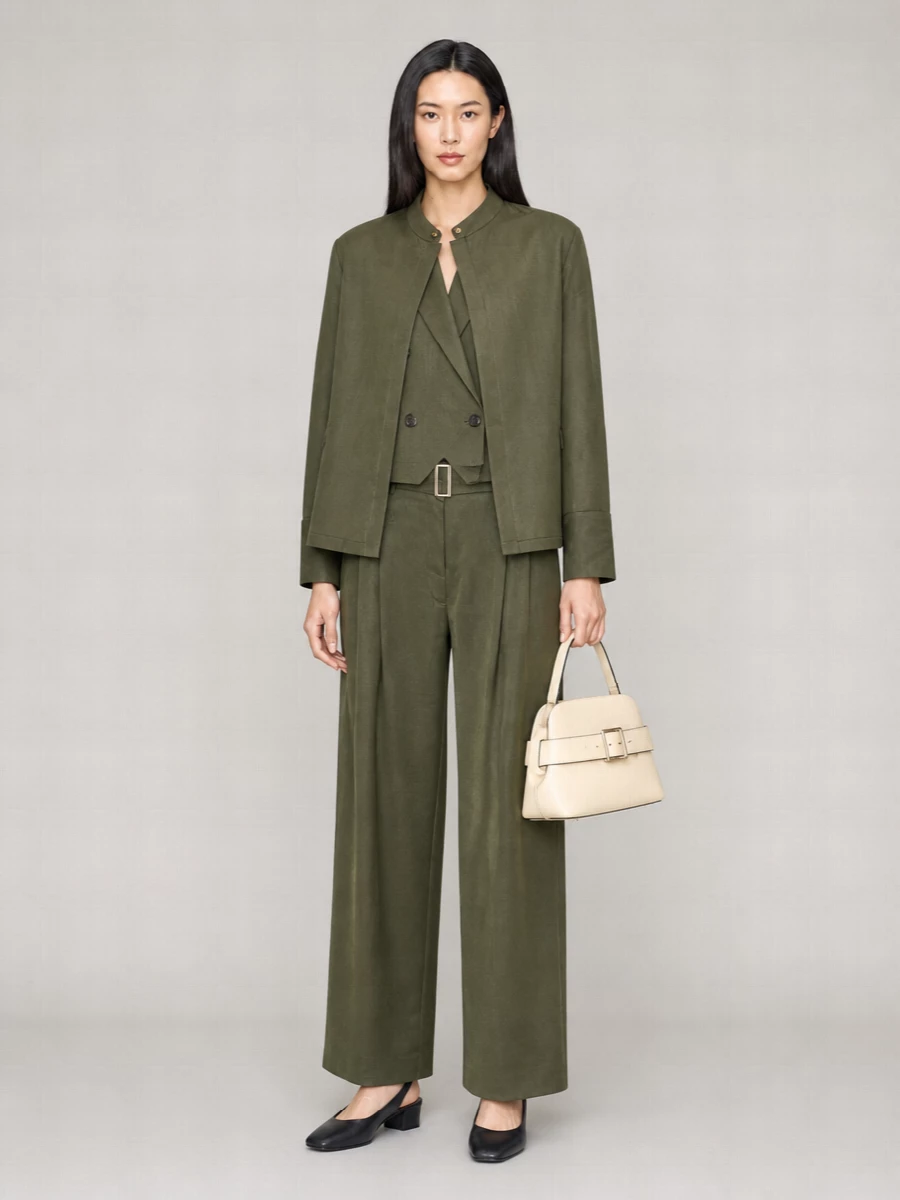S Max Mara Long-Sleeve Band-Collar Shirt