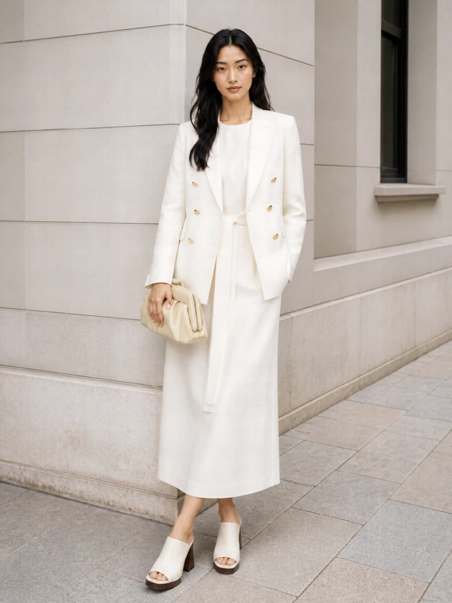 Tagliatore blazer max mara ivory midi dress