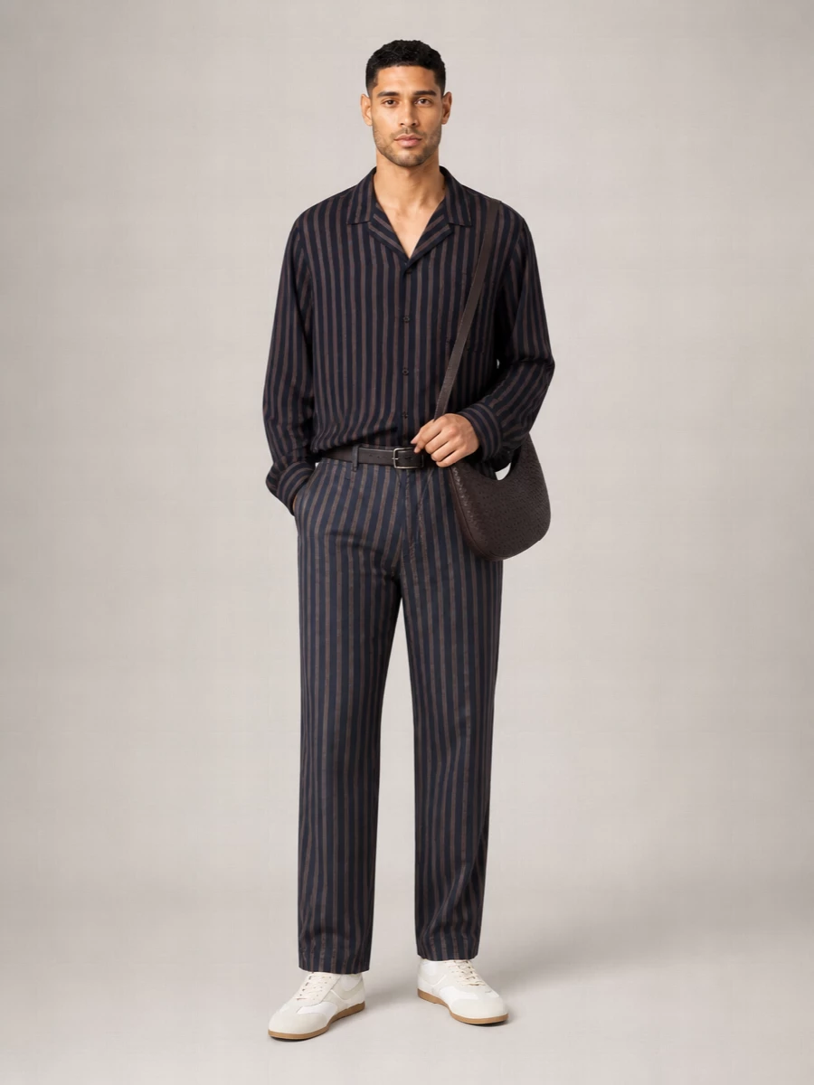 Dries Van Noten Striped Cupro Straight-Leg Trousers