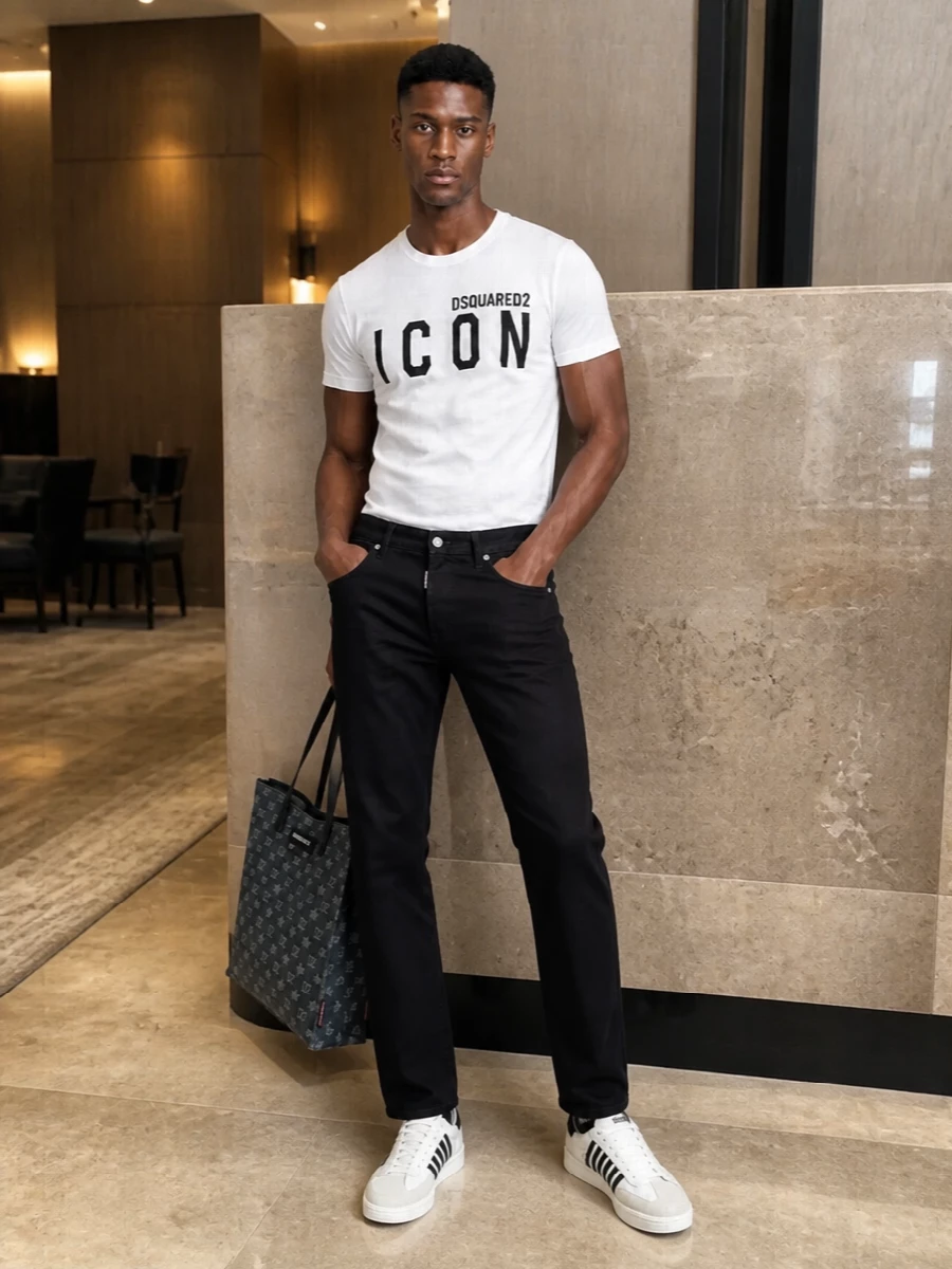 Dsquared2 icon tee black jeans sneakers