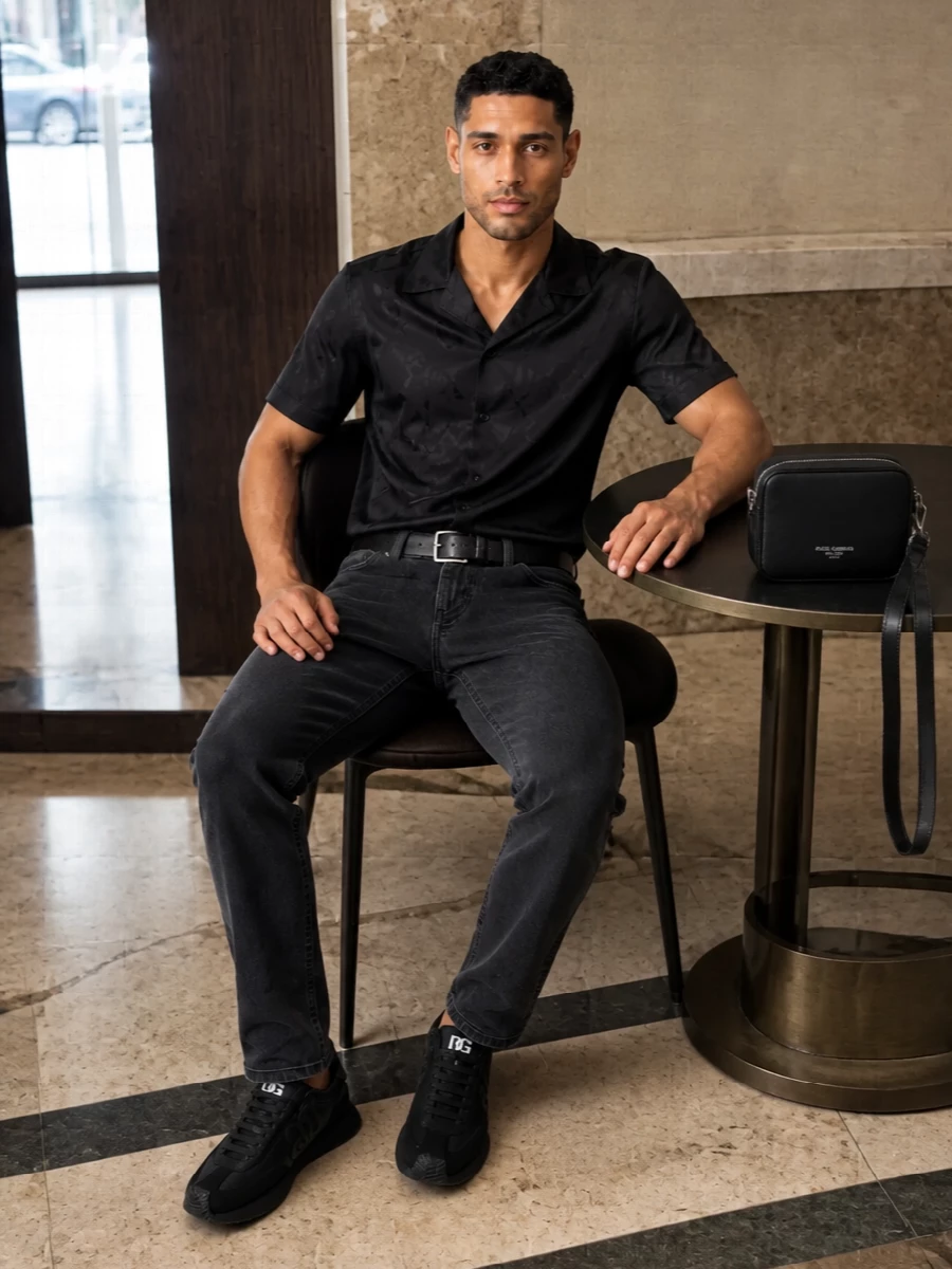 Dolce gabbana black monogram shirt black jeans