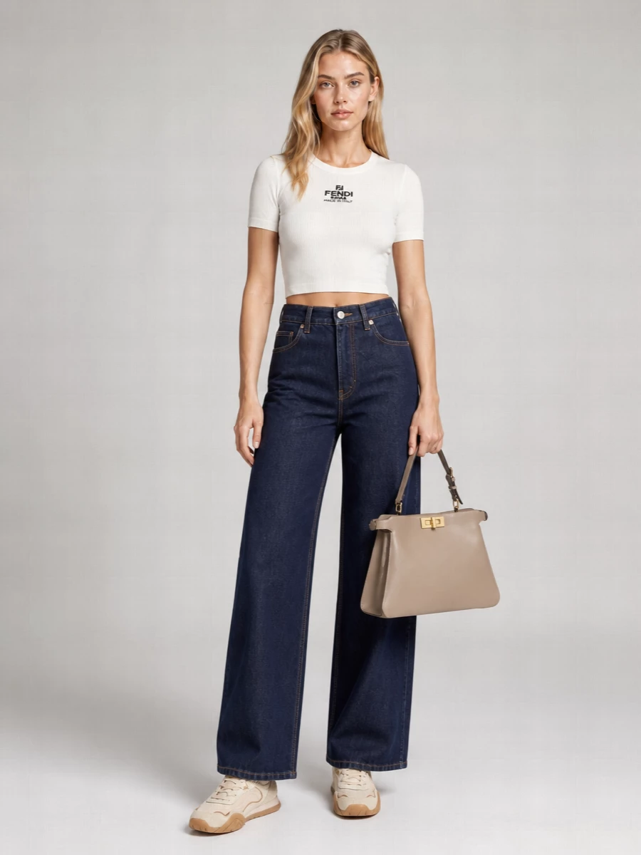 Fendi Ribbed Cropped Slim-Fit T-Shirt