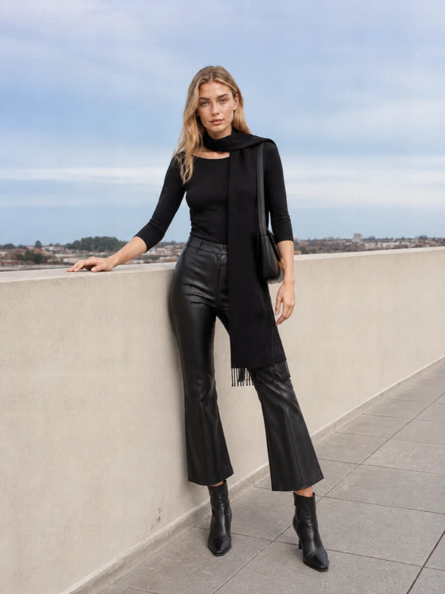 Wolford cropped flare outfit toteme ankle boots