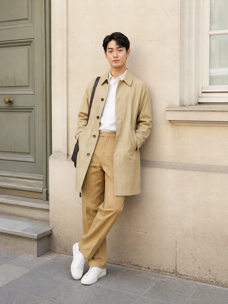 Bottega veneta car coat camel trousers outfit