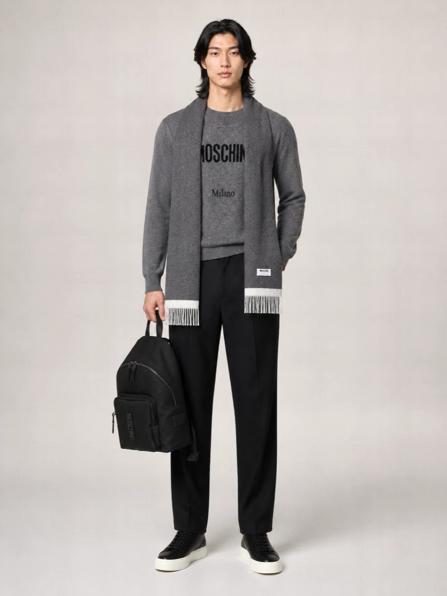 Moschino Cashmere Logo Print Crewneck Jumper