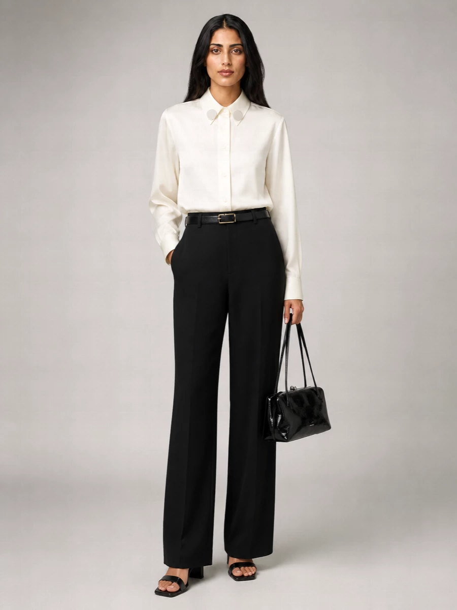 Jil Sander Satin Wide-Leg High-Rise Trousers
