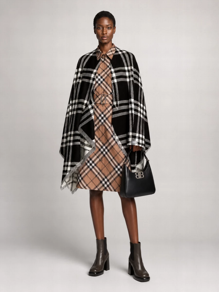Burberry Wool Blend Embroidered Cape