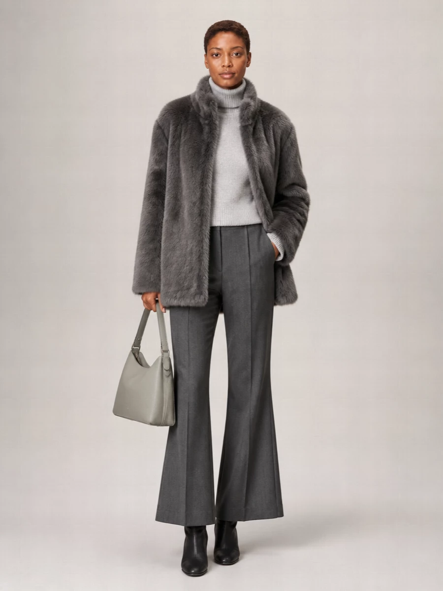 The Frankie Shop Faux Fur Cinched Jacket