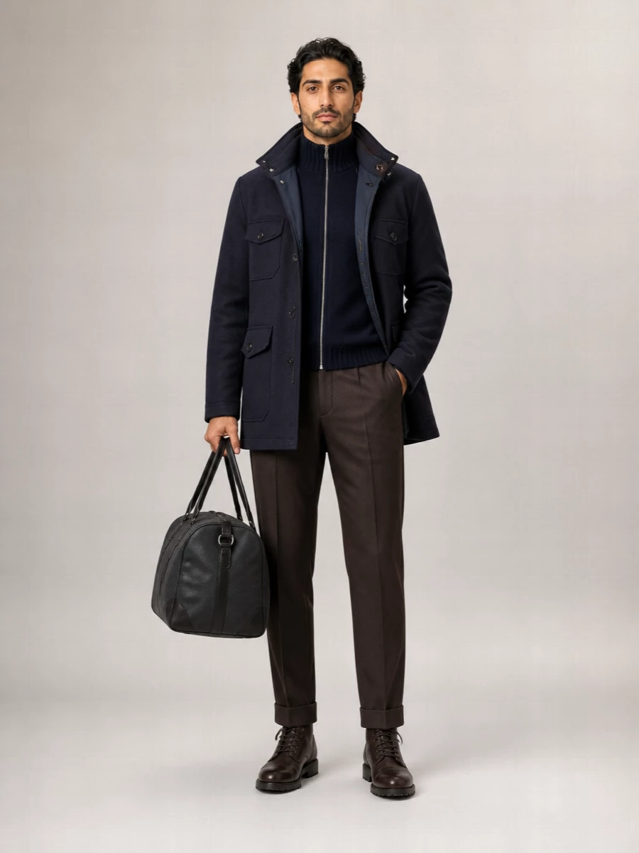 Moorer Wool Cashmere Flannel Padded Overshirt Jacket